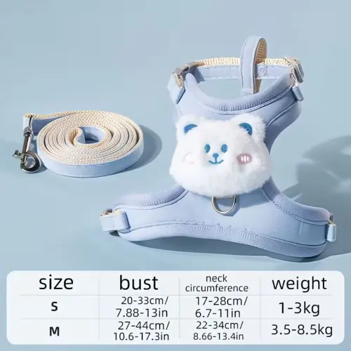 Ishape Dog Harness & Leash Set Sky Blu M