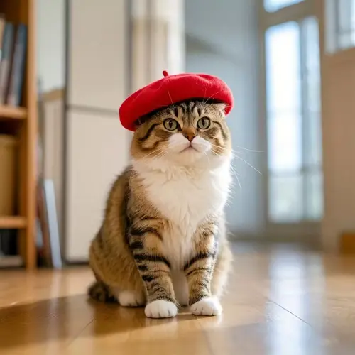 Pet Cat Beret Hat Solid S