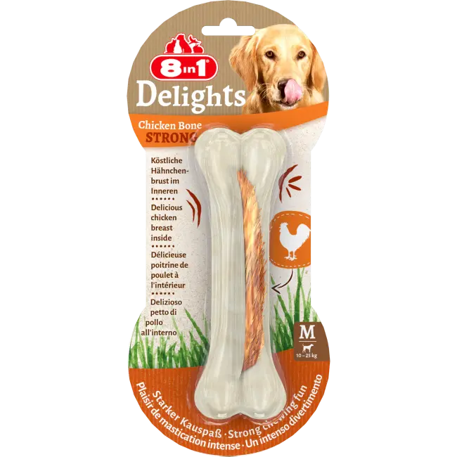8in1 Delights Chicken Bones Strong Medium Dog Snack 90g 