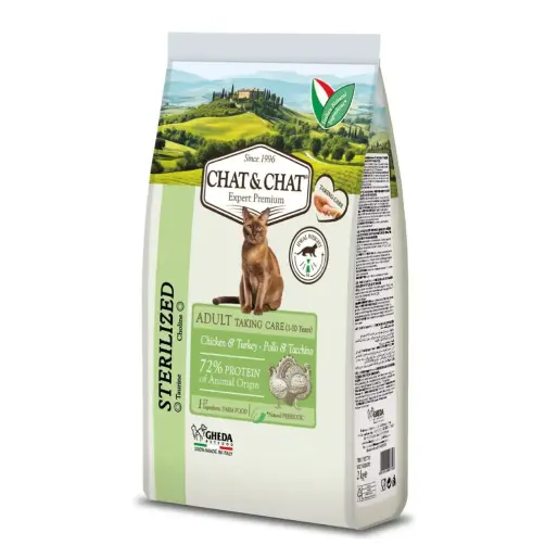 Chat & Chat Sterilised Chicken & Turkey Dry Cat Food 2Kg